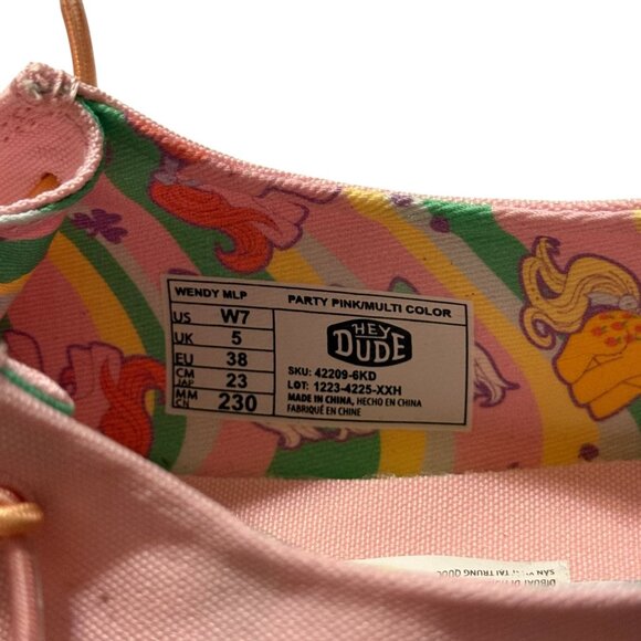 Hey Dude My Little Pony Pink Canvas W/ Floral Print Lining Lightweight Sz 7 - Picture 7 of 7